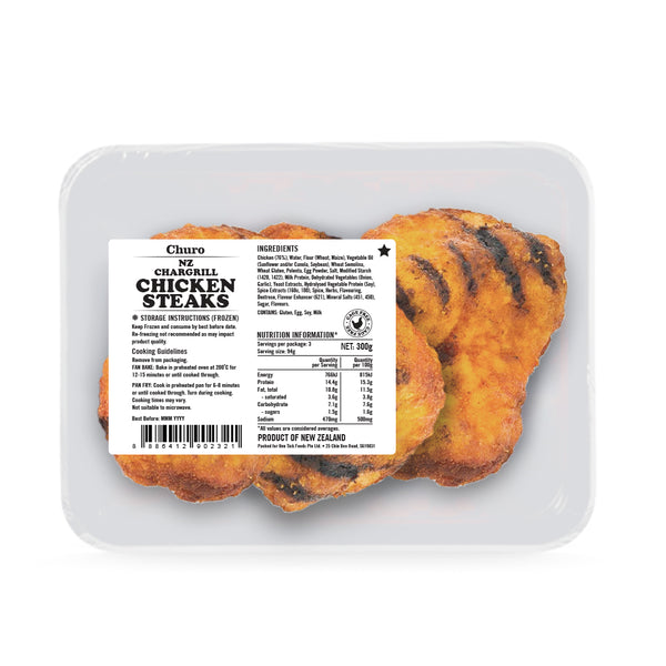 Churo NZ Chargrill Chicken Steaks, 300g