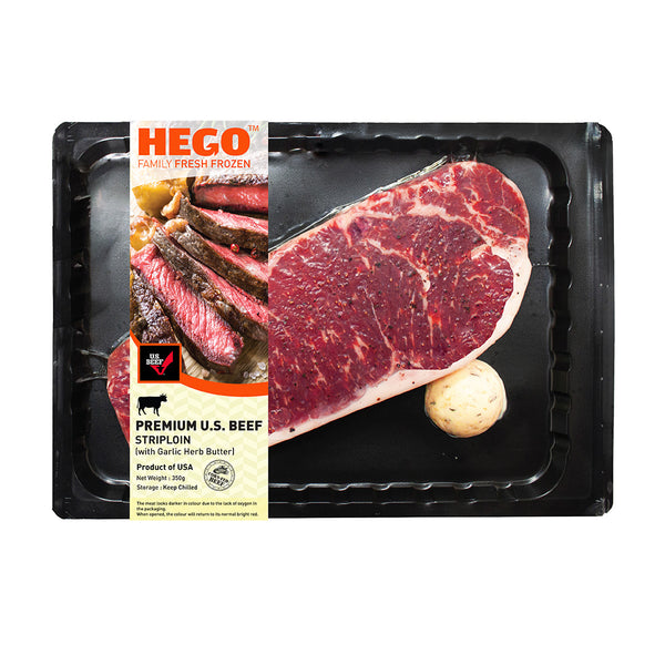 Hego US Beef Striploin with Garlic Herb Butter, 350 G