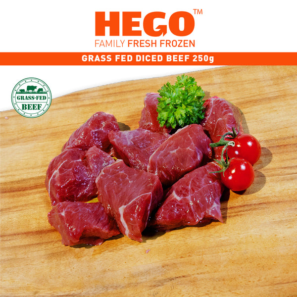 grass fed diced beef