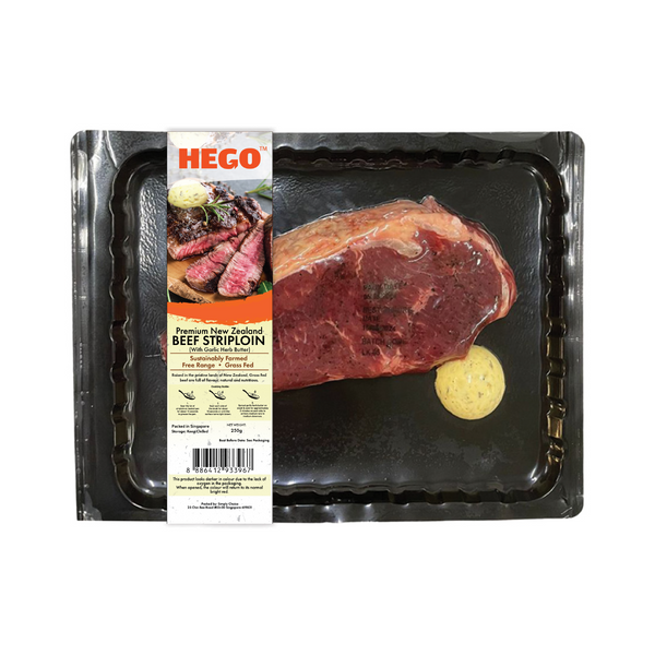 Hego NZ Grass Fed Beef Striploin with Garlic Herb Butter 250g