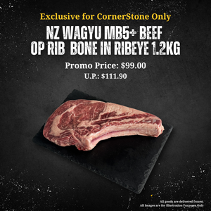 CornerStone Exclusive | SSW NZ Wagyu MB5+ OP Rib Bone in Ribeye 1.2kg