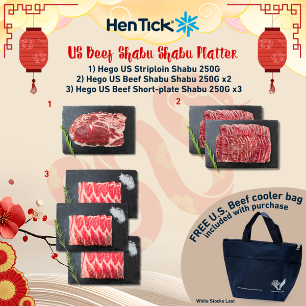 CNY Sss..wirl, Dip, and Devour - US Choice Beef Shabu Platter Set with Free U.S Beef Cooler Bag