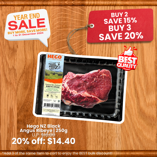 Hego Black Angus Free Range Beef Ribeye 300g