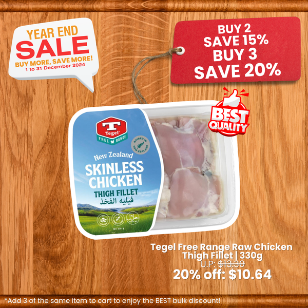 Tegel NZ Free Range Skinless Chicken Thigh Fillet | 330g