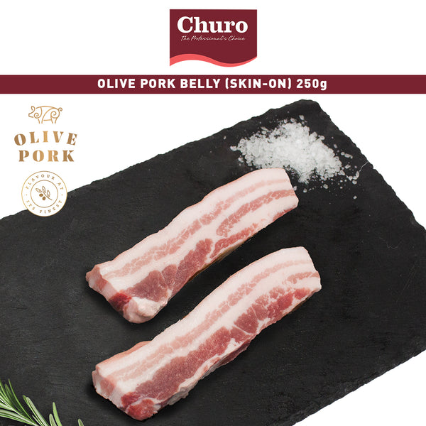 Churo Irish Olive Pork Belly Skin On, 250g