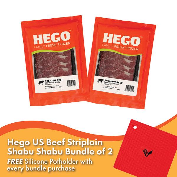 Bundle of Hego USA Beef Striploin Shabu Shabu 250g X 2 with Free Pot holder